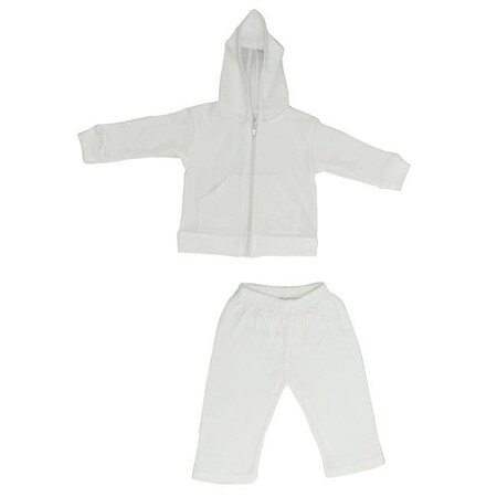 Interlock Sweat Pants & Hoodie Set44; White - Newborn